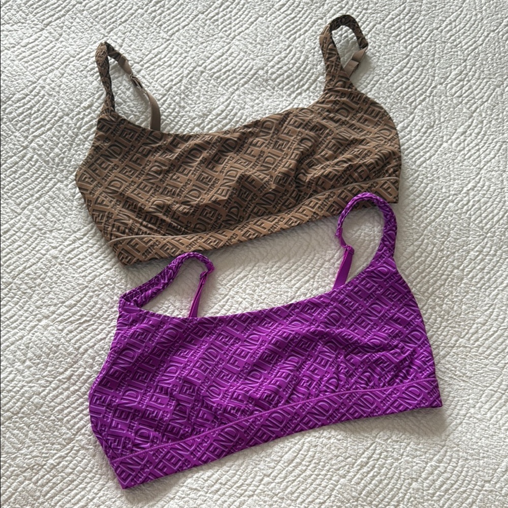 Fendi x Skims Logo Bralette Set in Brown and Purple